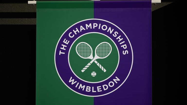 LONDON, ENGLAND - JULY 7: The AELTC logo on display during day five of The Championships Wimbledon 2023 at All England Lawn Tennis and Croquet Club on July 7, 2023 in London, England. (Photo by Visionhaus/Getty Images) 