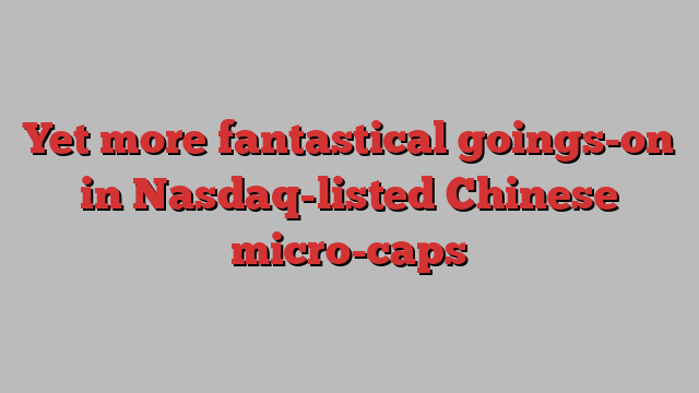 Yet more fantastical goings-on in Nasdaq-listed Chinese micro-caps