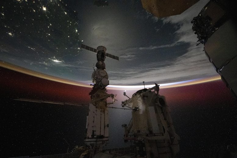 Last Rays of an Orbital Sunset Illuminate Earth’s Atmosphere