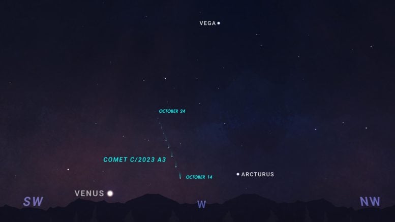 Sky Chart Comet C/2023 A3 October 2024