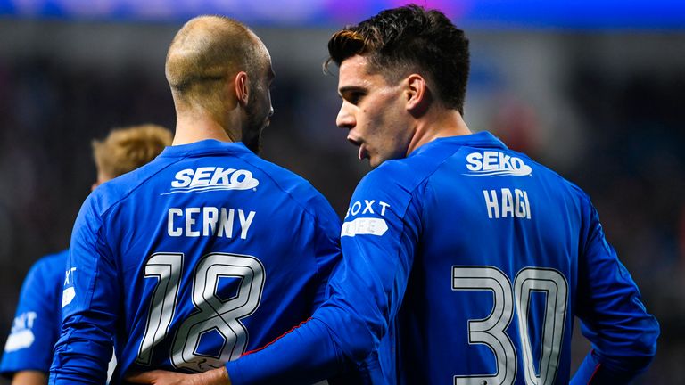 Rangers' Vaclav Cerny celebrates scoring to make it 2-0