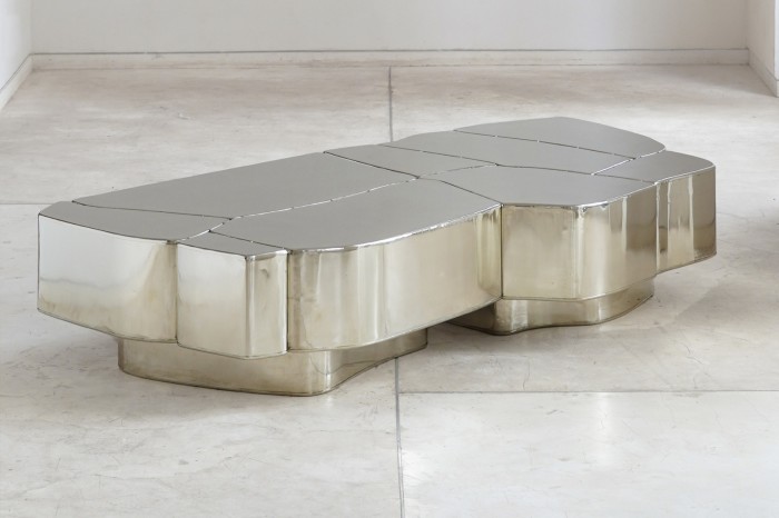 Linde Freya Tangelder wood and silver Slabs low table, £16,500, aequo.in