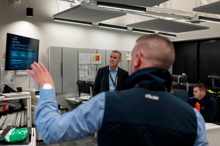 Peter Lantry, Equinix managing director for Ireland, and operations manager, Conor Molloy, at the control room of of company’s DB5 Data Centre campus in Dublin, Ireland