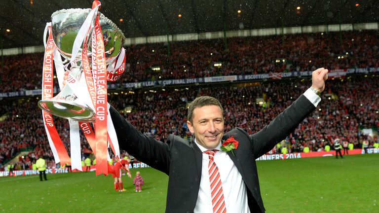 Derek McInnes led Aberdeen to victory over Inverness Caledonian Thistle in 2014 to win the League Cup - the only trophy the club have won since 1995