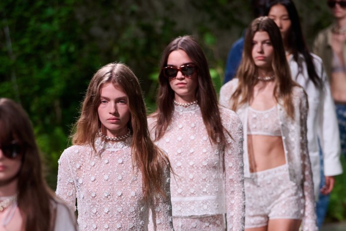 Models on the runway at the Gucci Cruise 2025 Fashion Show in May at the Tate Modern in London, United Kingdom 