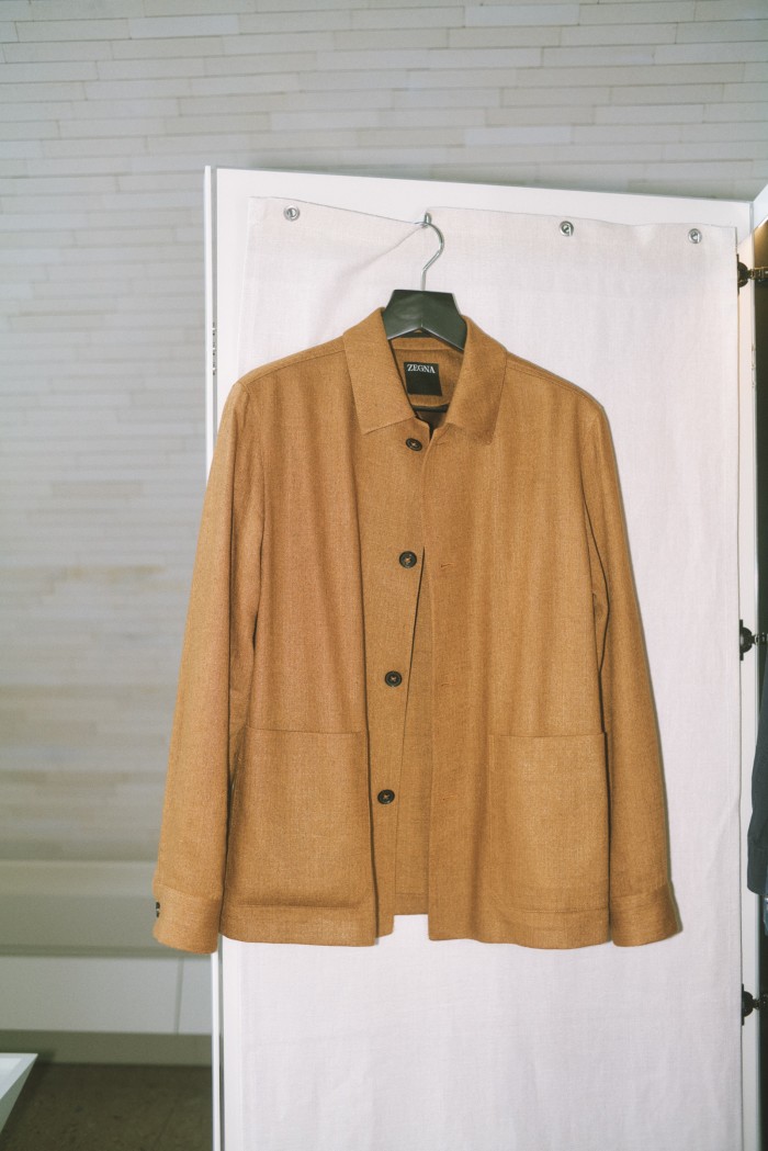 Smart’s most recent purchase, a pumpkin-coloured Zegna coat