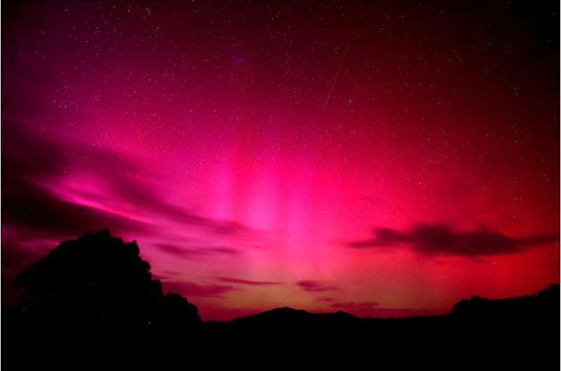 The southern lights seen from south of the Australian city of Melbourne