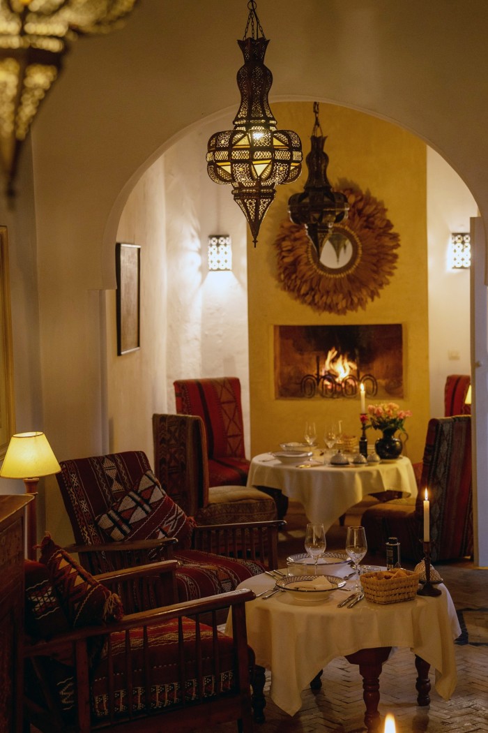 Fireside dining at Villa Maroc