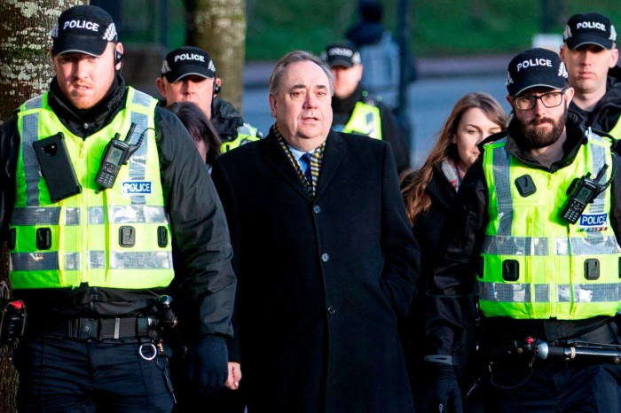 Alex Salmond arriving at the High Court in Glasgow for a preliminary hearing in his attempted rape case.