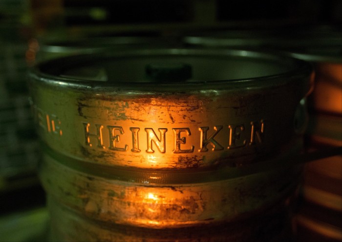 A beer keg inside the warehouse at the Heineken NV brewery in Saint Petersburg