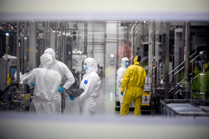 Workers at the Northvolt gigafactory near the town of Skellefteå