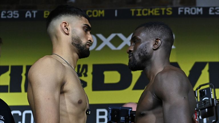 COPPERBOXWEIGH IN,,.KACHETTE,.OLD STREET.LONDON.PIC CHRIS DEAN/BOXXER.ADAM AZIM AND OHARA DAVIES WEIGH IN AHEAD OF BOXING ON PROMOTER BEN SHALOMS BOXXER PROMOTION AT STRATFORDS COPPERBOX ARENA ON SATURDAY 19TH OCTOBER