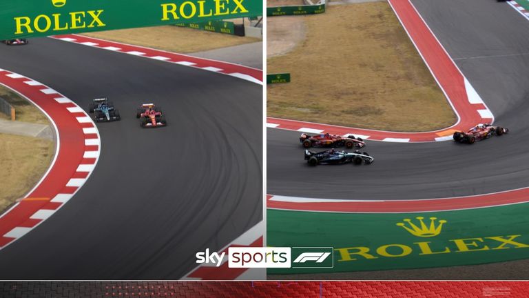 The Ferrari pair of Carlos Sainz and Charles Leclerc both passed George Russell as the Mercedes driver dropped to fifth.