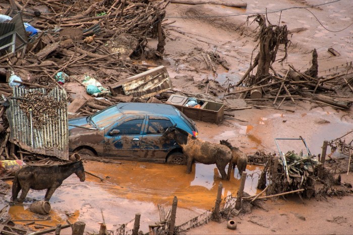 The village of Bento Rodrigues, in Mariana was the first to be flattened by the mud after the dam burst