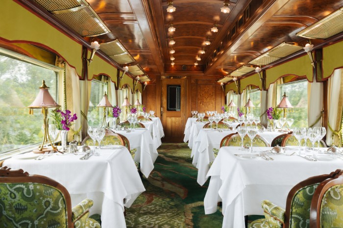 The dining car on the Eastern & Oriental Express