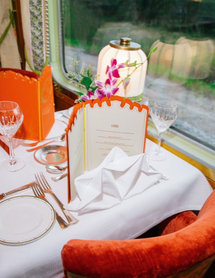 A dining table on the Eastern & Oriental Express