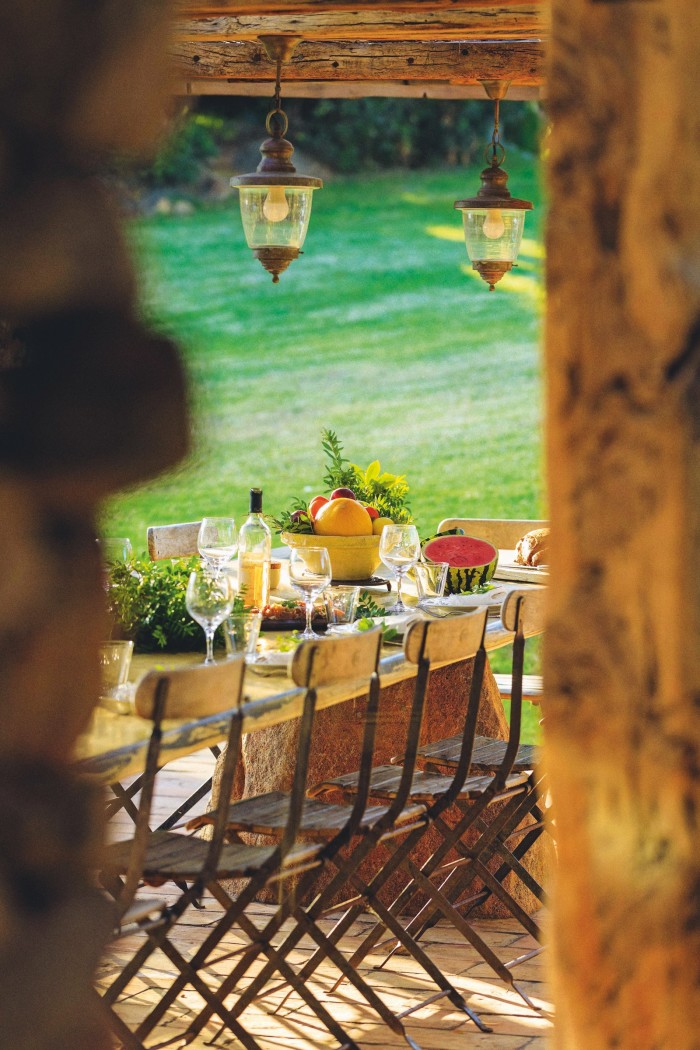 A lunch table at Domaine de Murtoli, Corsica