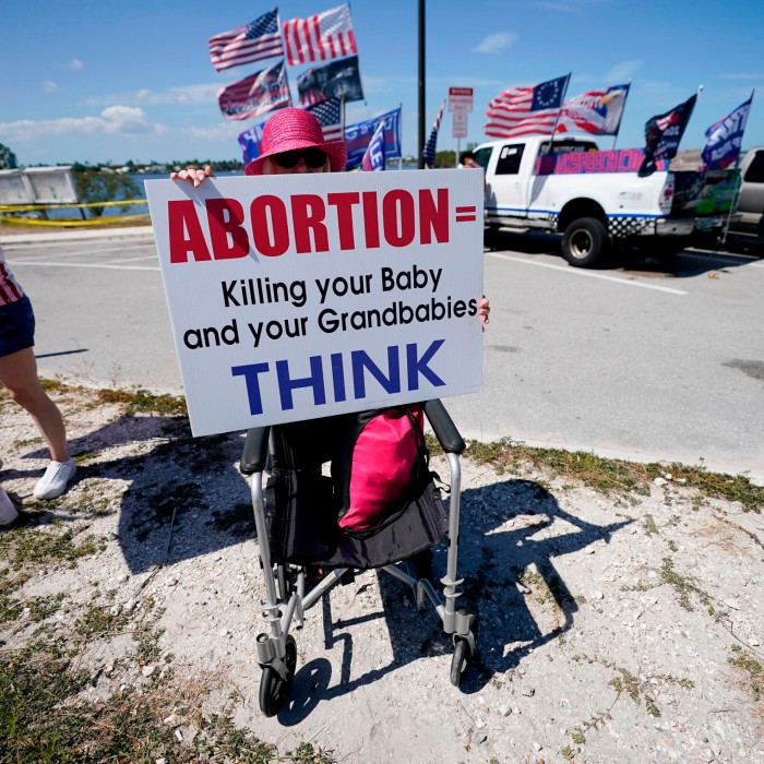 Trump supporters gather outside his Mar-a-Lago estate in West Palm Beach in March last year