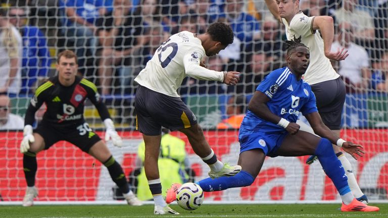 Iliman Ndiaye scores Everton's opening goal at Leicester