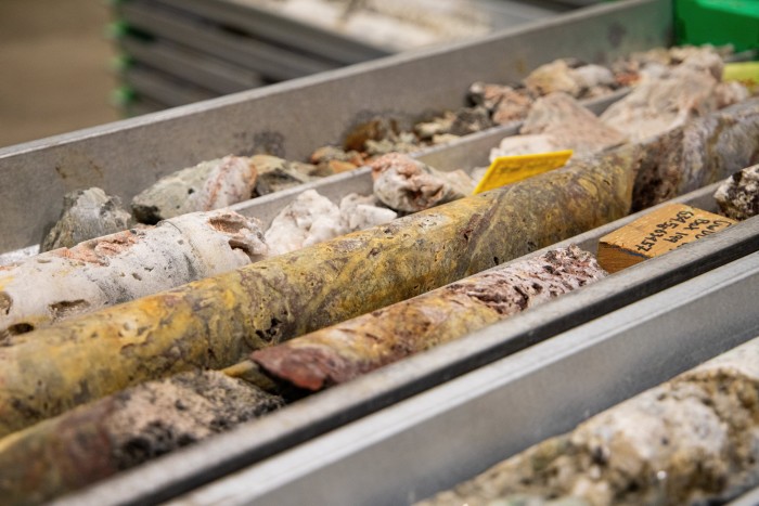 Mineral rich drill core samples at Cornish Lithium’s geothermal facility 