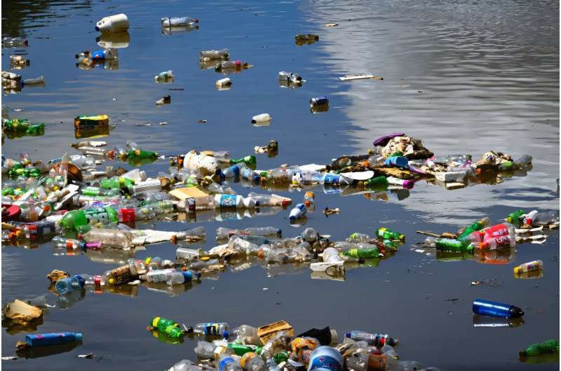 Plastic waste accumulated in the Juan Diaz River in Panama City