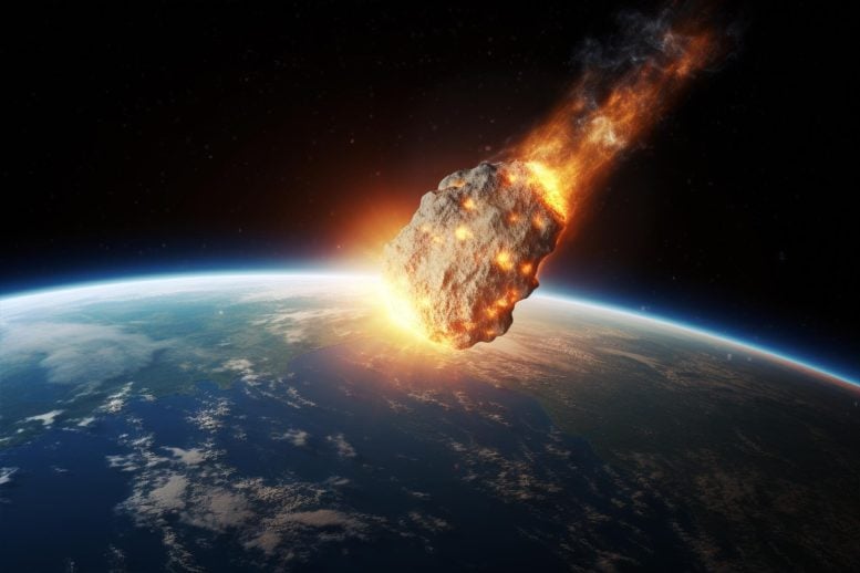 Illustration Asteroid Striking Earth Concept Art