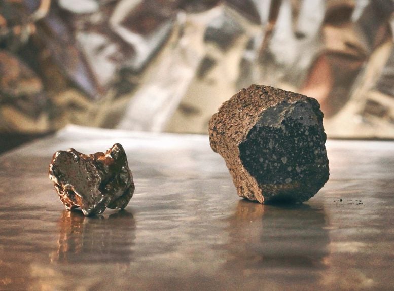 Iron Meteorite From the Core of a Melted Planetesimal and a Chondrite Meteorite