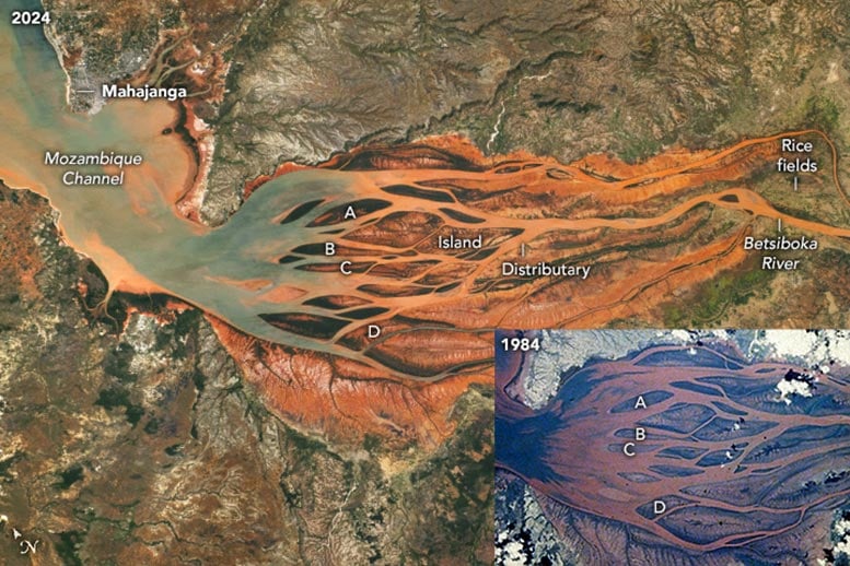 Madagascar Betsiboka River Delta From Space Station Annotated