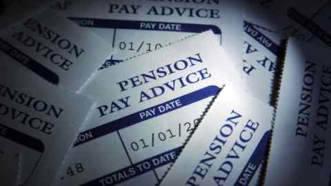 A pile of pension and pay advice slips