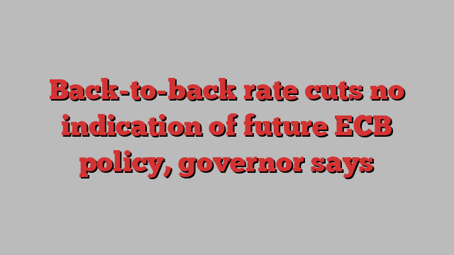 Back-to-back rate cuts no indication of future ECB policy, governor says