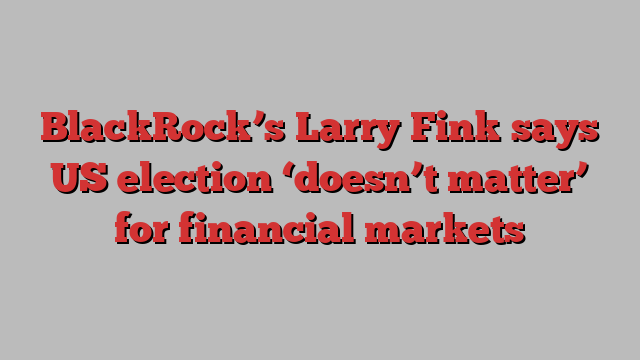 BlackRock’s Larry Fink says US election ‘doesn’t matter’ for financial markets