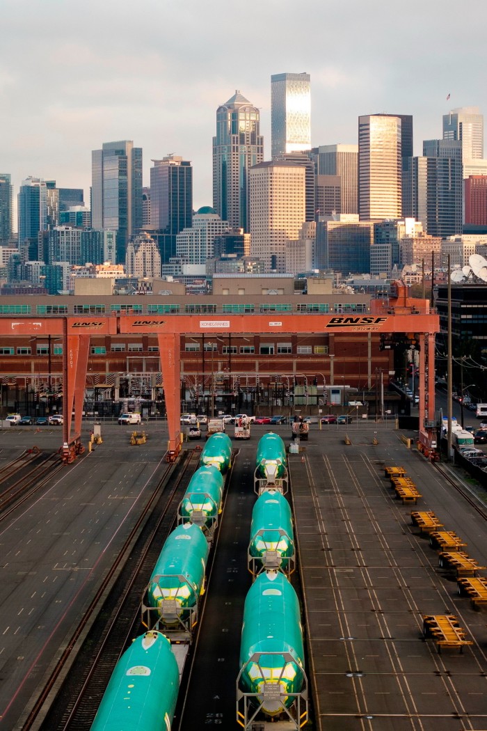 Boeing 737 Max fuselages in Seattle