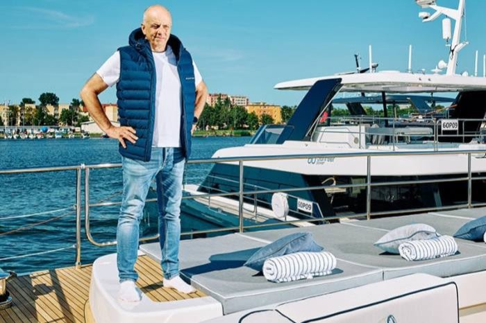 Boat builder Francis Lapp on the Thea VI, a 100 Sunreef Power catamaran