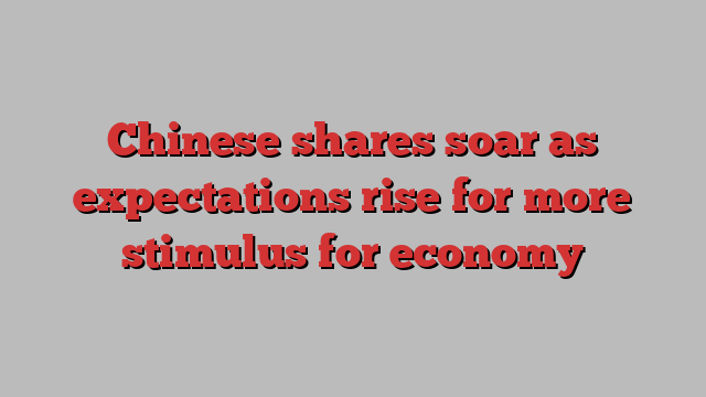 Chinese shares soar as expectations rise for more stimulus for economy