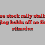 Chinese stock rally stalls after Beijing holds off on fiscal stimulus