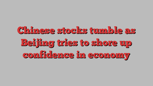 Chinese stocks tumble as Beijing tries to shore up confidence in economy