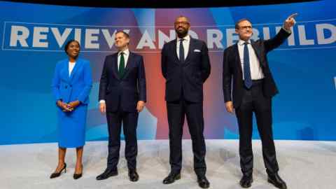 From left, Tory leadership candidates Kemi Badenoch, Robert Jenrick, James Cleverly and Tom Tugendhat