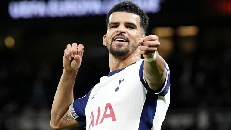 Dominic Solanke celebrates scoring his second goal in two games. 