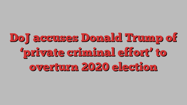 DoJ accuses Donald Trump of ‘private criminal effort’ to overturn 2020 election