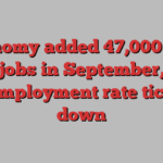 Economy added 47,000 new jobs in September, unemployment rate ticked down