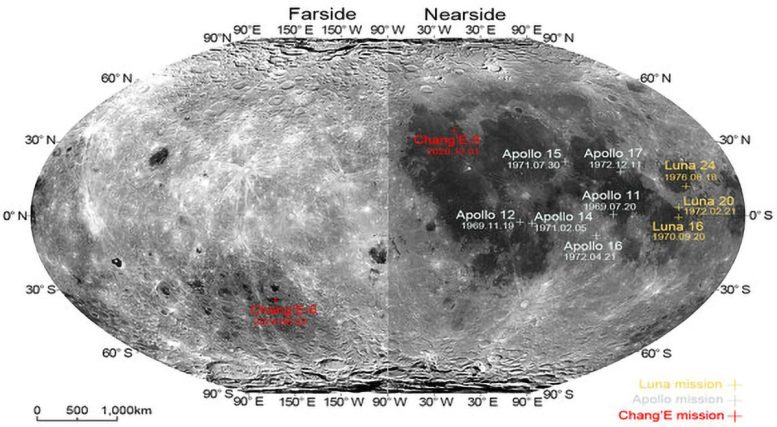 Topographic Map Illustrates Moon Landing Sites