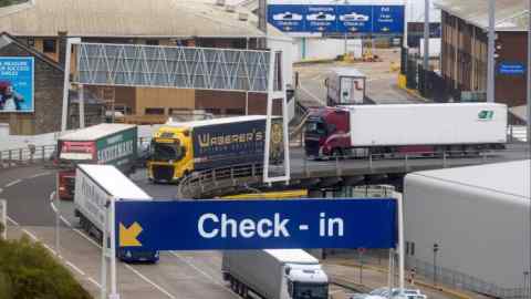 Trucks leave the Port of Dover