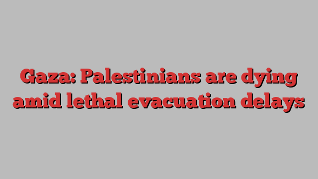 Gaza: Palestinians are dying amid lethal evacuation delays