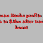 Goldman Sachs profits jump 45% to $3bn after trading boost