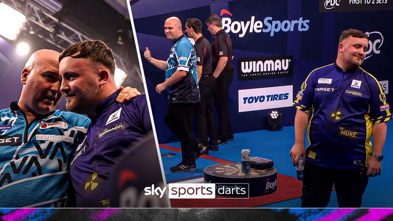 Rob Cross and Luke Littler at the World Grand Prix Darts