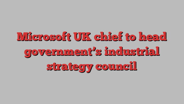 Microsoft UK chief to head government’s industrial strategy council