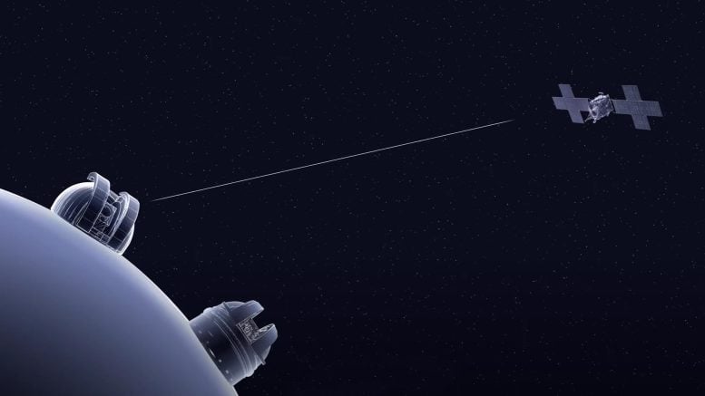 NASA Psyche Spacecraft Receiving a Laser Signal From Deep Space Optical Communications Uplink