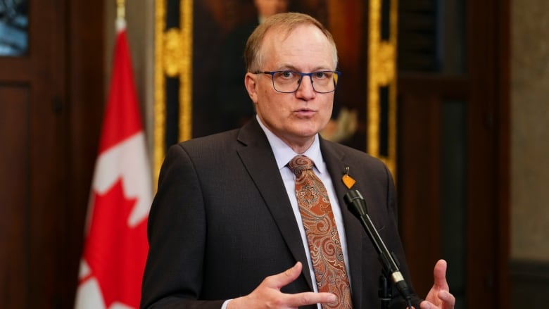 NDP MP Peter Julian speaks to reporters in the foyer of the House of Commons on Parliament Hill in Ottawa. 