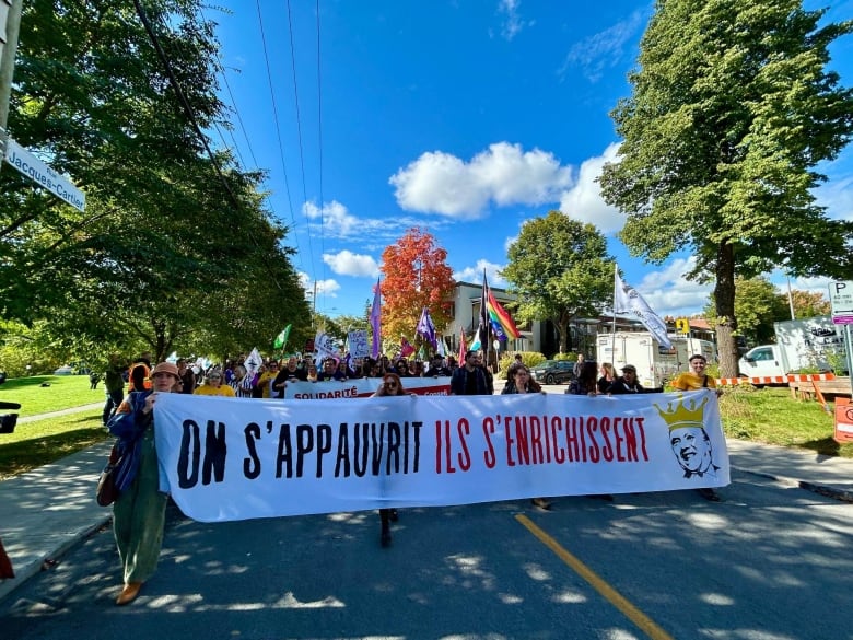 Demonstrators marching