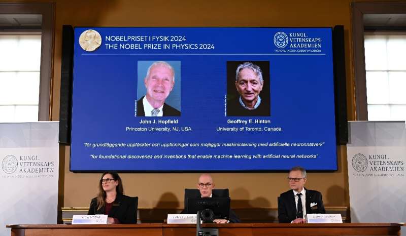 John Hopfield, a professor emeritus at Princeton (top L), joined co-winner Geoffrey Hinton in calling for a better understanding of the inner workings of deep-learning systems